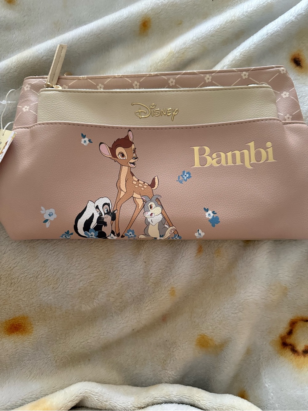Primark Pink and Cream Disney Bambi Cosmetic Pouch Set